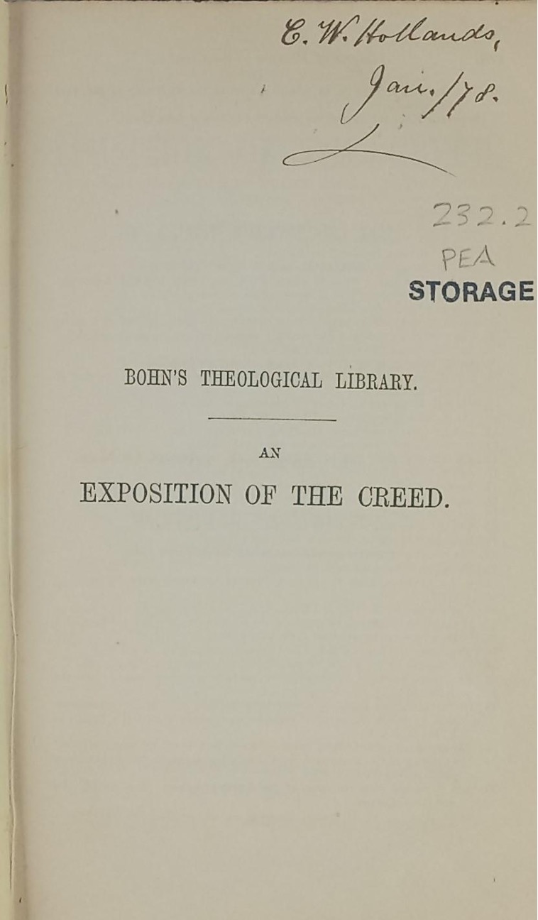  An Exposition of the Creed: With Analysis