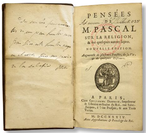 Blaise Pascal, Pens&eacute;es de M. Pascal sur la religion