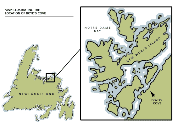 Location of Boyd's Cove, Newfoundland