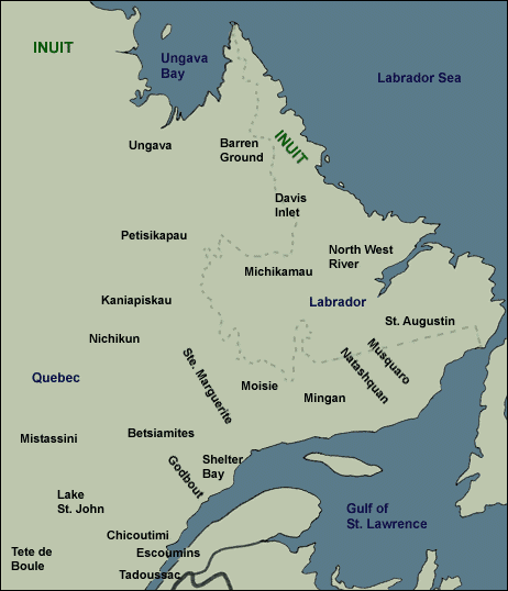 Innu Band Locations in the Early 1880s