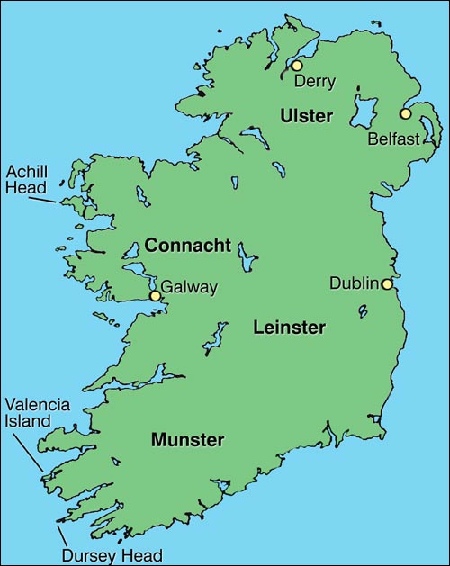 Ireland: The Various Headlands from which Cabot Possibly Began his Atlantic Crossing