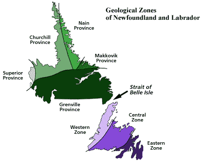 Geological Zones of Newfoundland and Labrador