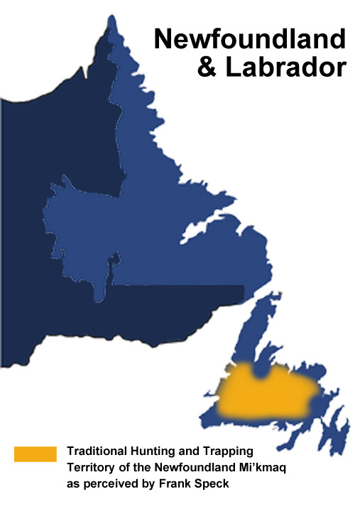 Map Showing Traditional Hunting and Trapping Territory of the Newfoundland Mi'kmaq as Perceived by Frank Speck