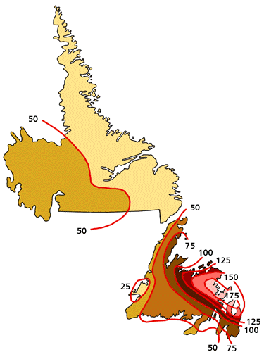 Annual Average Number of Hours with Freezing Rain and Freezing Drizzle