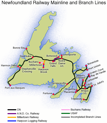 Newfoundland Railway Mainline and Branch Lines since 1883