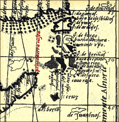 Sebastian Cabot's World Map-detail