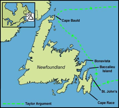 Cabot Map #4:                                                        The Taylor Newfoundland Landfall Argument